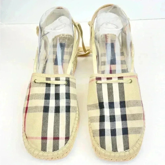 Burberry Nova Check Canvas Closed Toe Tie Slingback Espadrilles EU 40 / US 9.5 - Picture 1 of 9